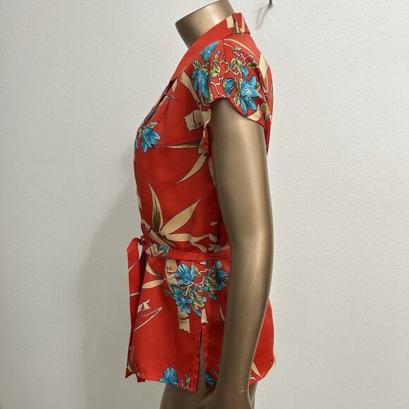 VTG 70s Nani Of Hawaii Sleeveless Belted Top Blouse Button Up Size M - Picture 5 of 11